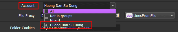chọn nhóm tài khoản để chạy phần mềm tiktok