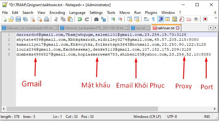 Tài khoản Instagram tạo bằng gmail