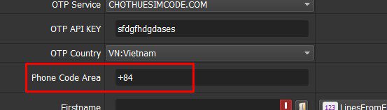 Nhập mã vùng số điện thoại cảm ứng mang đến phù phù hợp với quốc gia