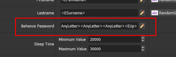 Mật khẩu trong tool tạo tài khoản Behance