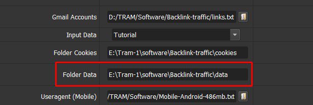 Copy thư mục data vào phần mềm Backlink Traffic