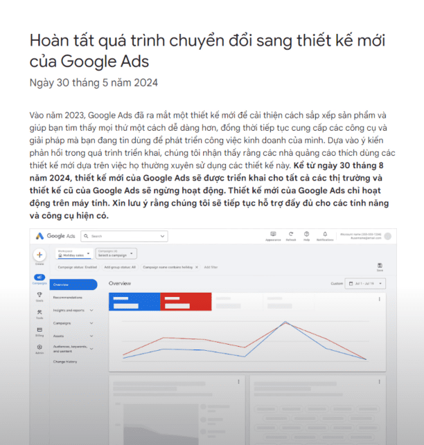 Thông Báo Cụ Thể Về Thời Gian Chuyển Sang Giao Diện Mới Google Ads