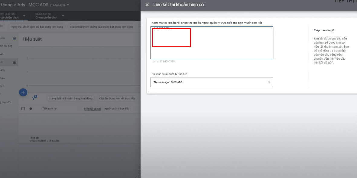 Bước 3: Liên Kết Google Ads Cá Nhân Với Tài Khoản Người Quản Lý